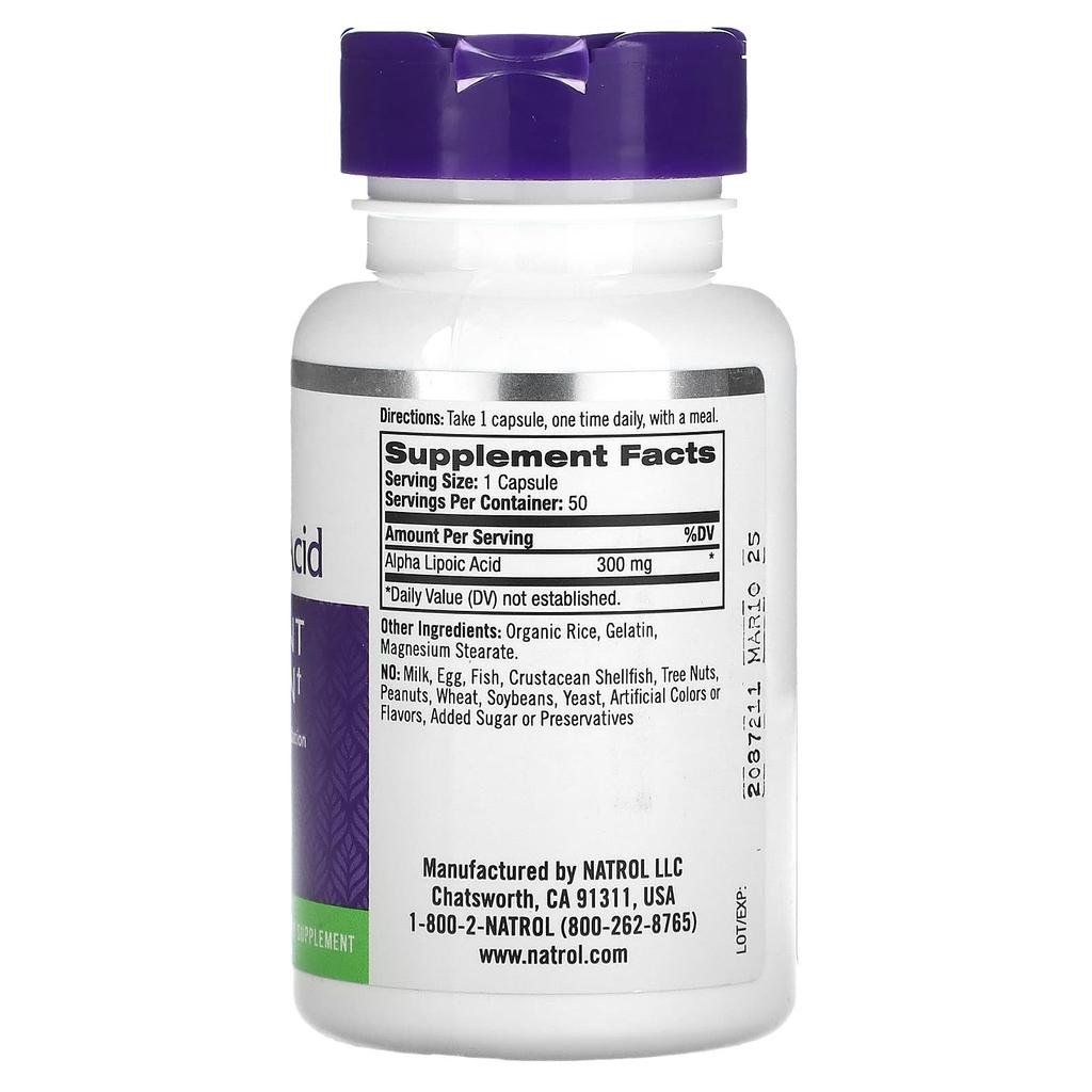 Natrol Альфа-липоевая кислота, 300 мг, 50 капсул