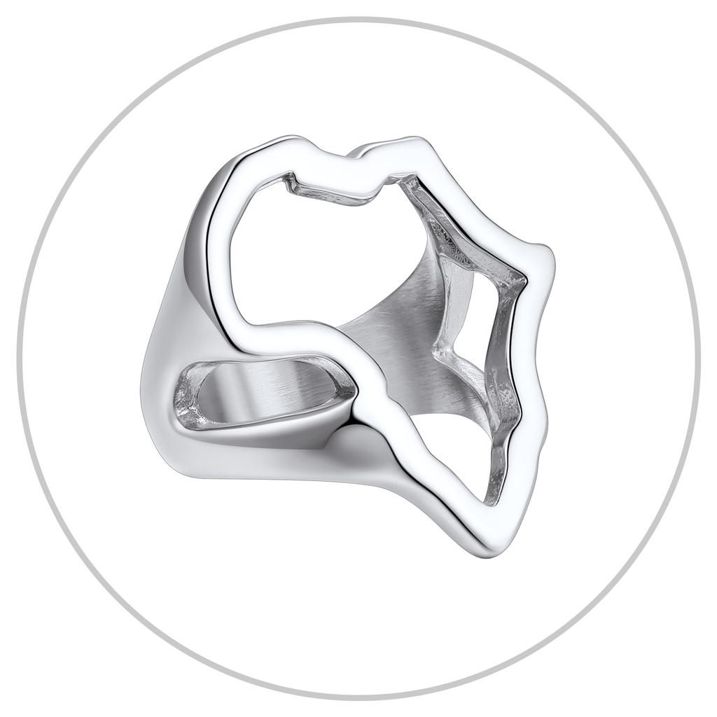 Большие кольца в виде карты Африки из нержавеющей стали для мужчин и женщин, сплошные / с вырезами, печатки с картой африканских стран, унисекс, ювелирный подарок