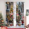 2pcs 2D flat printing Fashionable Christmas Curtains Christmas red gift wagon Digital Printed Polyester Drapes Party & Holiday
