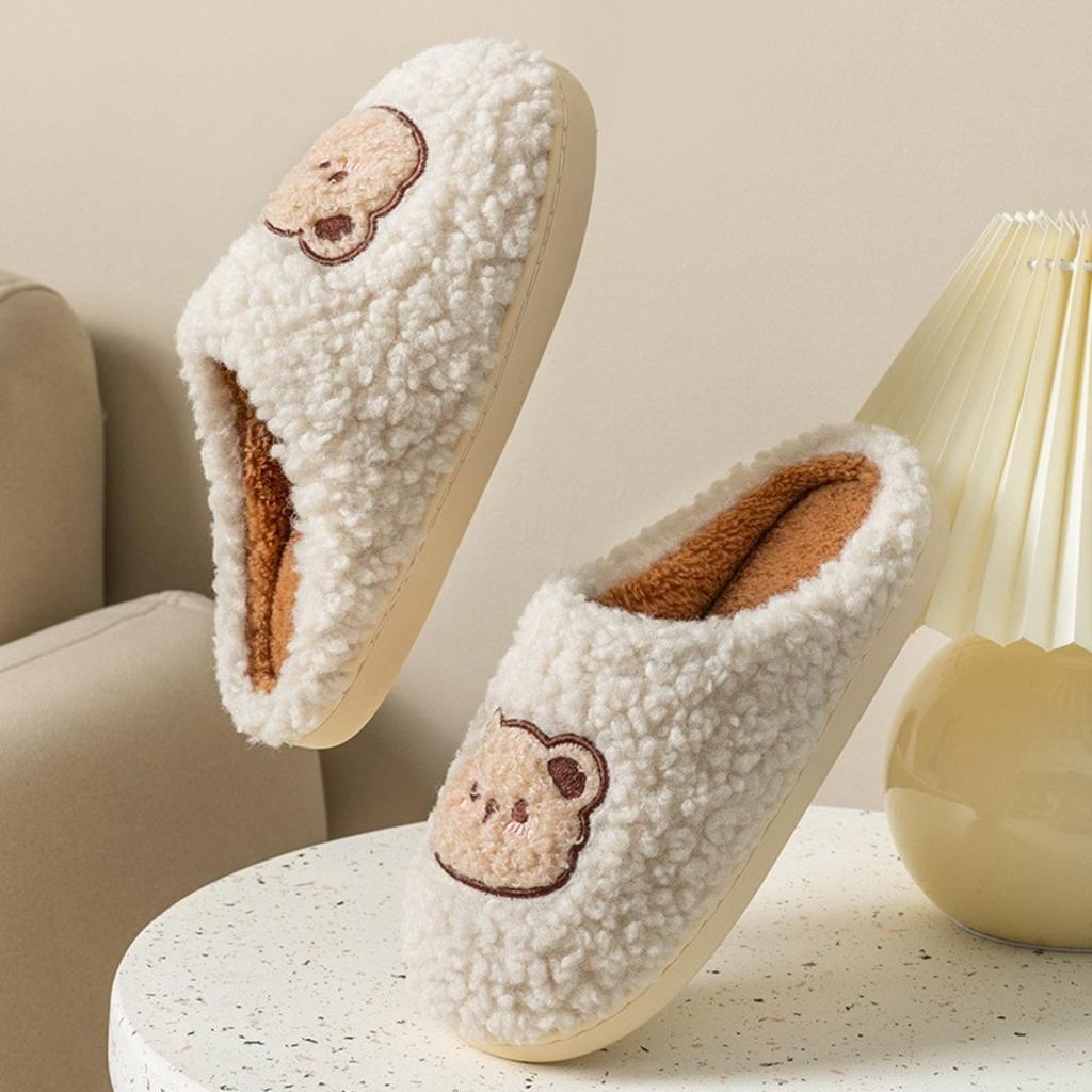 Cotton Slippers for Men In Winter, Cute Indoor Fur Shoes, Warm and Non Slip, Household Velvet Slippers for Women