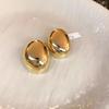 Stainless Steel Smooth Big Oval Stud Earrings for Women 2024 Exaggerated Hollow Ball Geometric Ear Buckle Earring Jewelry Gift