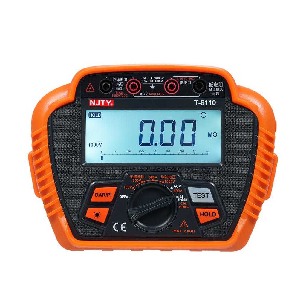 NJTY Insulation Resistance Tester 2500V Digital Megohmmeter MAX 200G Ohm  Measuring Low Resistance