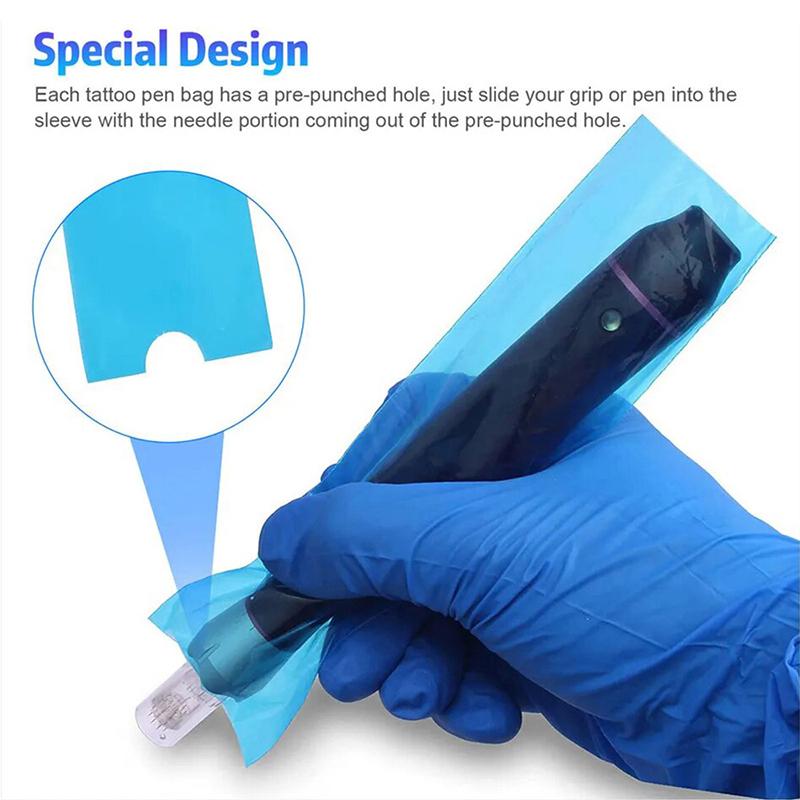 100 шт. больших размеров сумки для тату-ручек чехлы для машинок для татуировок черные синие самоклеящиеся чехлы аксессуары для татуировок