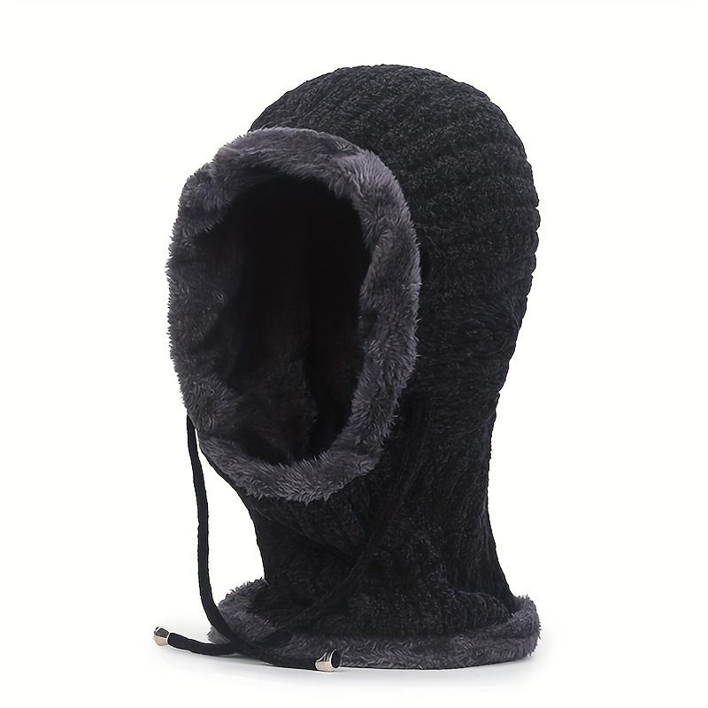 One-piece Windproof Hooded Scarf with Fleece Lining for Ear and Neck Protection - Perfect for Outdoor Cycling and Skiing