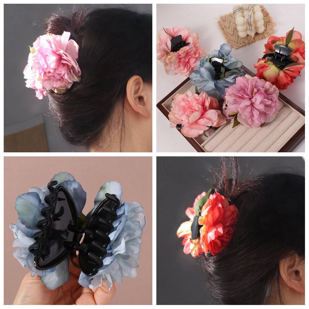 Ponytail Clip Artificial Flower Claw Clip Hairpin Large Shark Clip Peony Flower Hair Claw Hanfu
