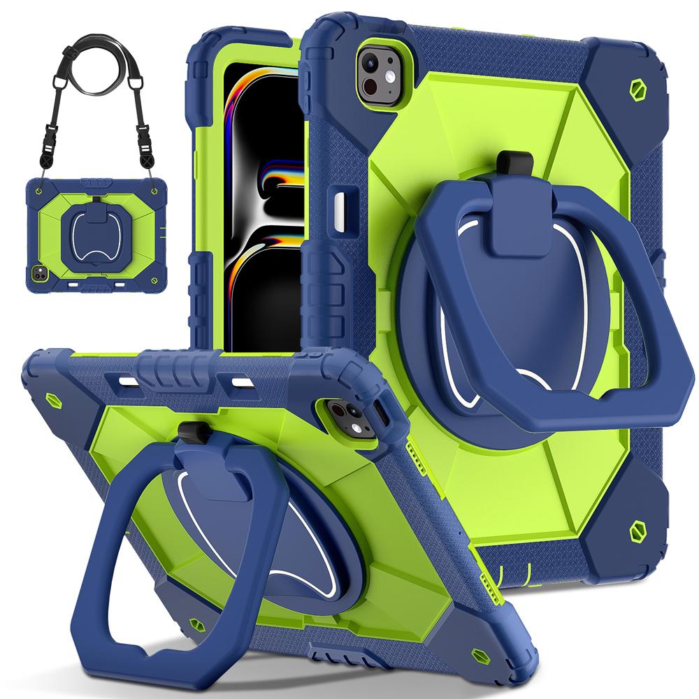 Portable Kids Tablet Cases for IPad Air13/Pro13 Pro Air 13 2026/2025 M5/M4/M3/M2 Case Cover Rotating Stand PC+Silicone Shell
