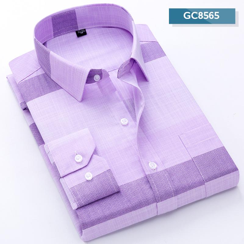 Мужская рубашка в клетку с длинным рукавом в деловом стиле для людей среднего и пожилого возраста