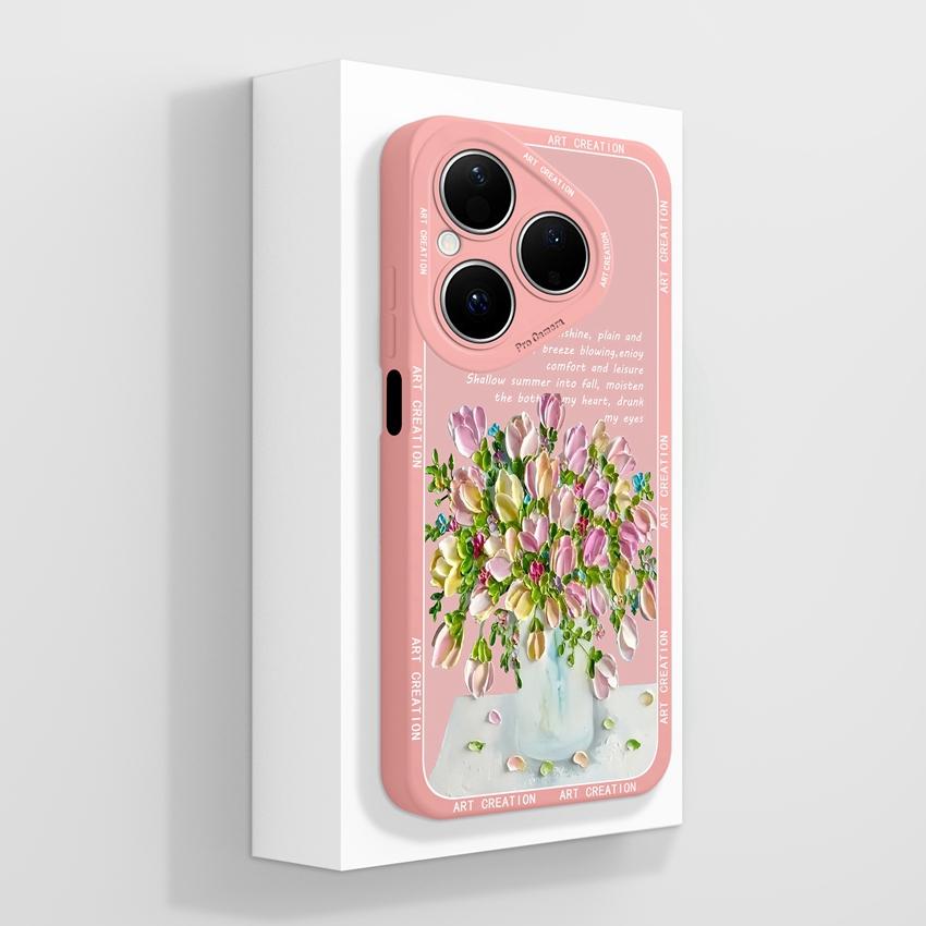 Чехлы для телефонов Huawei Pura 80 Pro Honor X7d X9d X20 V40 с красивыми деревенскими узорами, защитой объектива, из жидкого силикона, противоударный чехол для Huawei