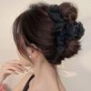 Solid Color Chiffon Hair Claw Sweet Large Hair Grab Clip Luxury Women Shark Clip  Hair Accessory