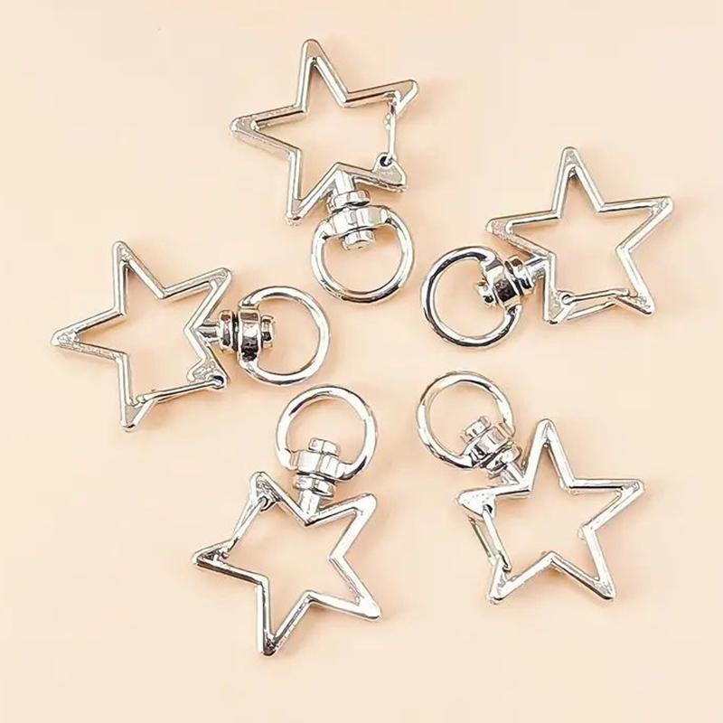 20 шт. Карабин-клип для ключей в форме звезды с пружинным зажимом и цепочкой, подвесная пряжка, открытое соединительное кольцо и металлический поворотный карабин для изготовления ювелирных изделий своими руками