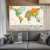 World Map-Countries with Cities,Polyester Wall Hanging,for Kids' Room,Living Room,Dorm,Educational Decor,Wall Art,Travel Tools