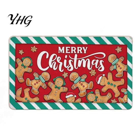 Water Absorbent Welcome Rug Christmas Door Mat, Festive Entrance Rug, 35" x 24" Non-Slip Washable Bathroom for Kitchen Holiday Home Decor Living Room