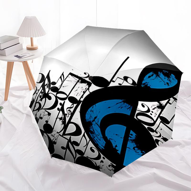 1PC Music Notes Automatic Folding Umbrella Automatic Open/Close, Automatic Folding, 8-Rib Durable Frame, Portable Travel Umbrella 705
