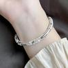 Silver-Plated Floral Texture Bangle for Women - Young Style & Temperament