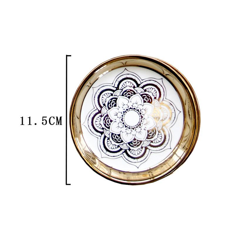Поднос для хранения ювелирных изделий, золотая керамическая посуда, органайзер для косметики, настольная тарелка, украшение для дома