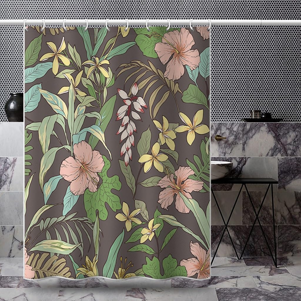 1 шт. Тропический Растительный Принт Шторка для Душа Водонепроницаемая HD Цифровая Печать Разделительная Занавеска для Ванной Комнаты