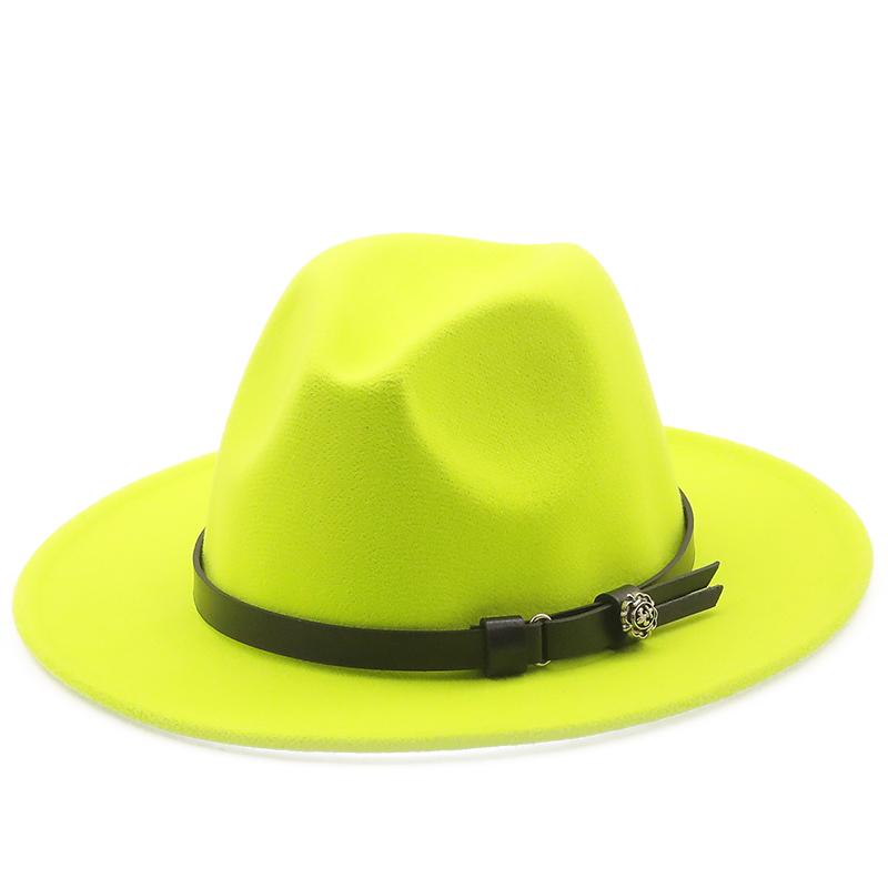 Новая женская и мужская шерстяная шляпа-федора с кожаной лентой, джентльменская элегантная женская кепка зима-осень с широкими полями, джазовая церковная панама-сомбреро