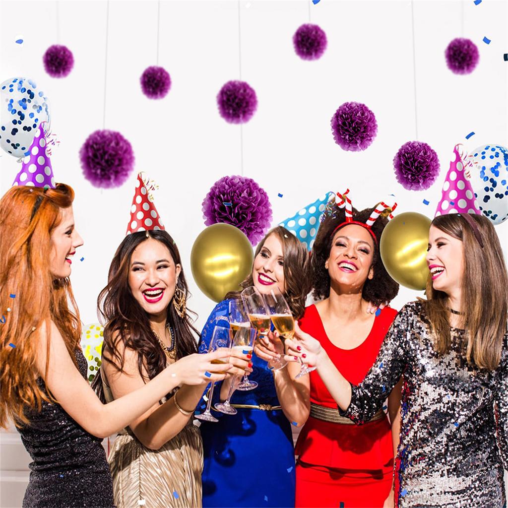 1 шт. Набор 7,8-дюймовых фиолетовых бумажных подвесных цветов для вечеринки по случаю дня рождения, бумажные шары с помпонами, цветочные шары, бумажные помпоны