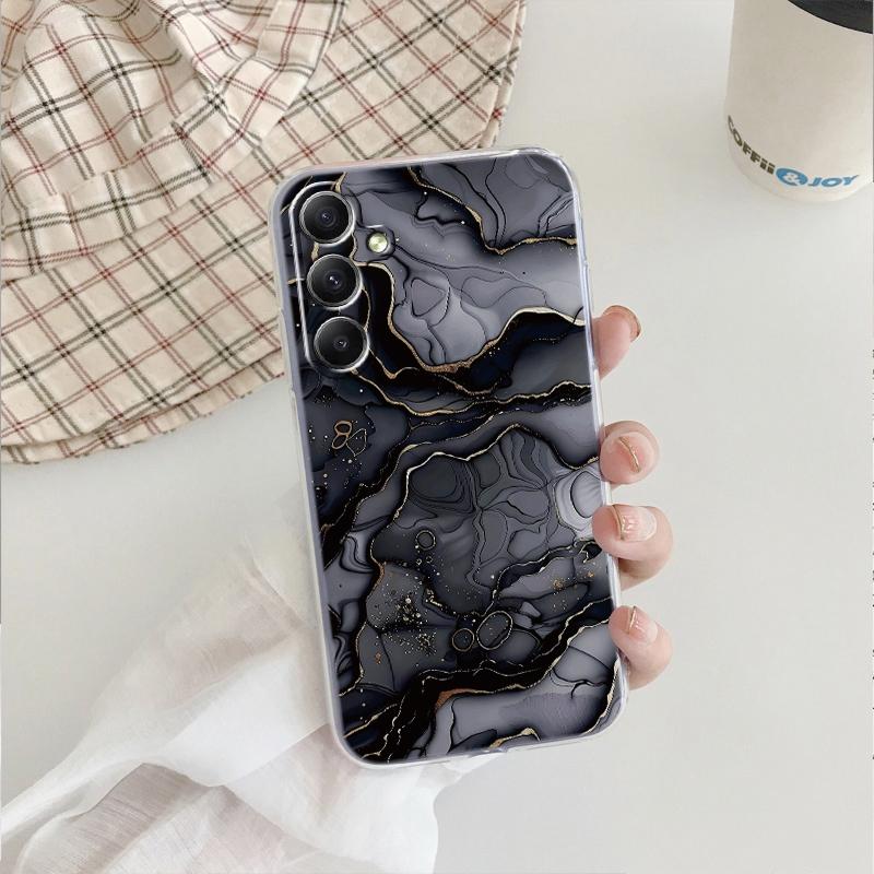 Мягкий прозрачный силиконовый чехол Flower Marble для Xiaomi Redmi Note 13 14T 15 Samsung A55 A35 S24 FE iPhone Huawei Honor Camera Защитный противоударный чехол