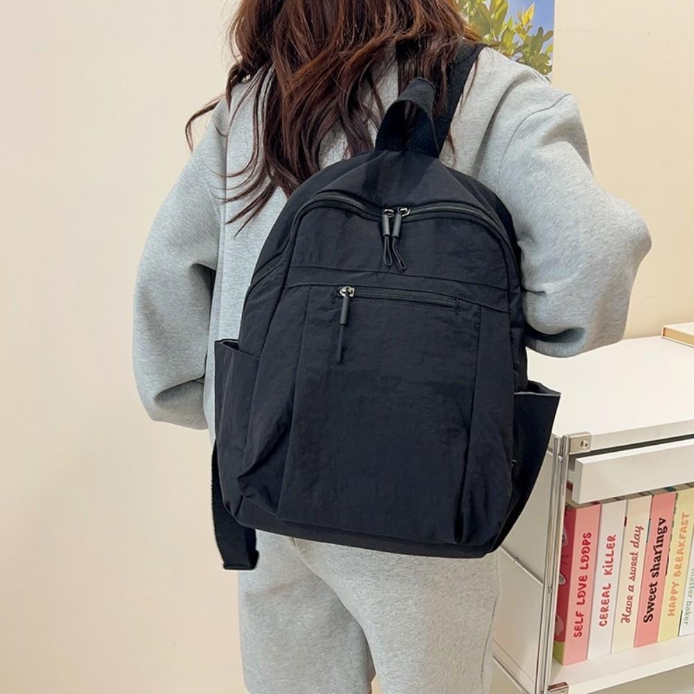 Fashion Large Capacity Backpack Multifunctional Solid Color School Bag Ultra-Light Shoulder Bag Travel