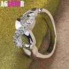 925 Sterling Silver AAA Zircon Heart Ring Jewelry
