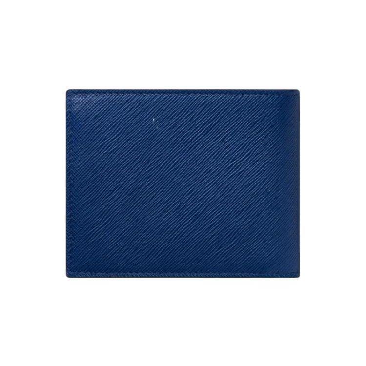 Montblanc Брендовый Однотонный Кожаный Кошелек с Шестью Отделениями для Карт Мужские Кошельки Индиго-Синий 130812
