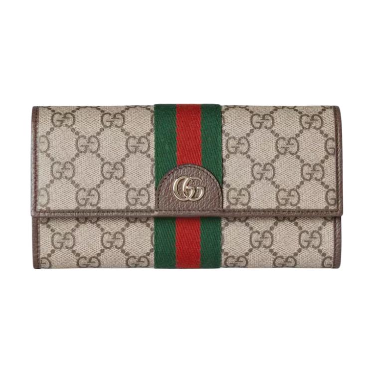Gucci Ophidia Logo Classic Canvas Wallet Women wallet Beige Dark-Brown 838485-FAE0L-9746
