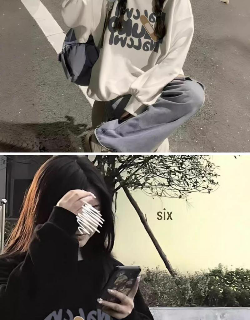 Spring 2025 Girls' Cotton Crew Neck Fleece Sweatshirt, Big Kids, Middle & High School, Loose Fit, Long-Sleeved, No Hood