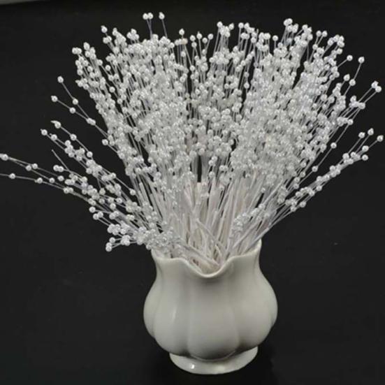 10Pcs/Set Flower Bunch Ravishing for Living Room No Withering Stems Handmade Faux Pearl Bead Spray Wedding Bouquet Beautiful