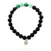 Stones and Minerals. Congo Malachite + Aventurine + Matte Black Onyx 8 Mm Pearl Bracelet. Made In France.