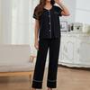 Women's Pajamas Spring and Summer Short-sleeved Cardigan Trousers Suit Homewear