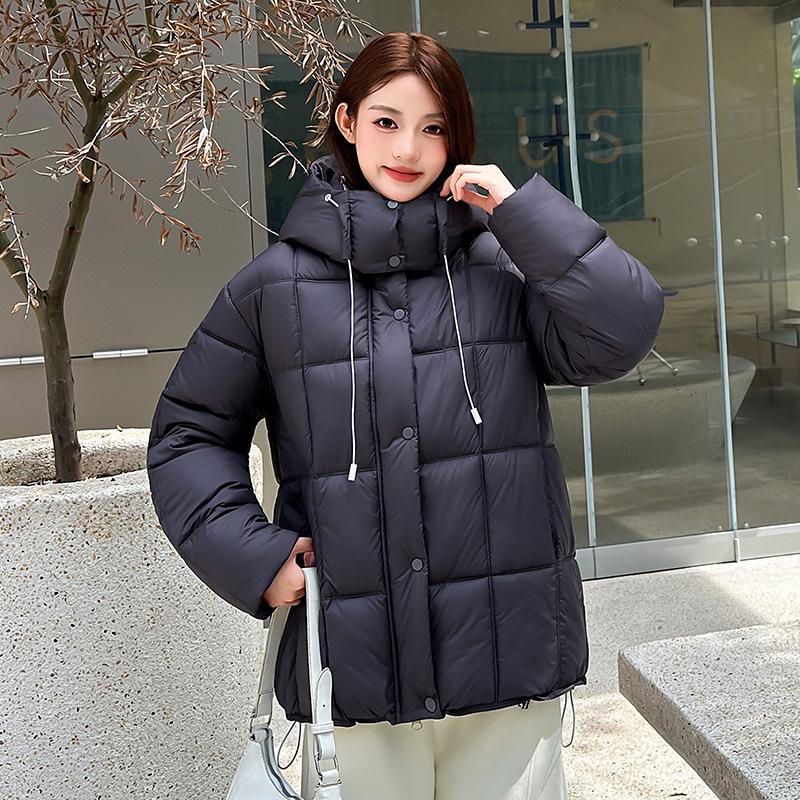 Korean Style Women's Contrast Color Hooded Cotton Puffer Jacket - Thick, Warm, Winter 2026 Student Coat