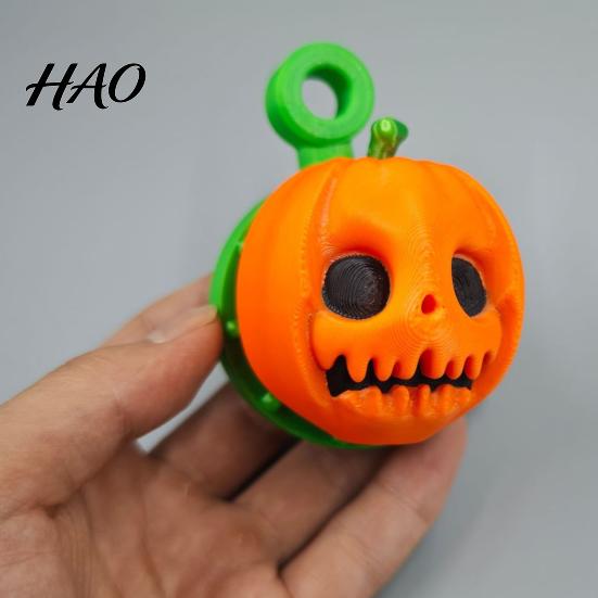 Pumpkin Fidget Spinner Rotating Halloween Toy, Stress Relief Ghost Face Toy Spinner, 3D Printed for Keychain Pendant Creepy