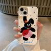 Сумка через плечо в горошек с черным кроликом, подходит для Apple 16, чехол для мобильного телефона iPhone 15, силиконовый 14plus, мультяшный 13promax