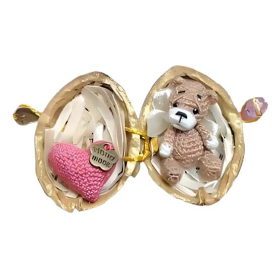 Миниатюрное вязаное крючком животное в скорлупе грецкого ореха, миниатюрный кролик-медведь с сердечком, эмоциональная поддержка, подарок для любителей животных, подруг и женщин