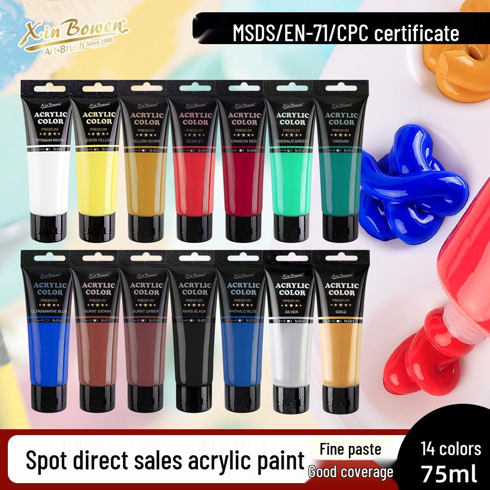 75ml Acrylic Paint Set for Students - Waterproof DIY Hand & Textile Painting Supplies