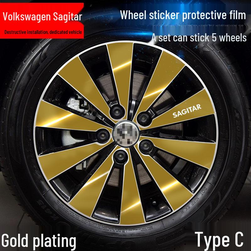 Volkswagen Sagitar Wheel Hub Stickers: Electroplating Color Change, Warning, Scratch Protection