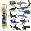 12pcs/set Updated Simulated Marine Animals Penguin Toy Model Realistic Sea Life Turtle Whale Toys For Children Christmas Gifts