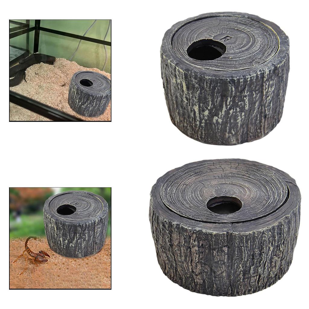 Прочный Рептильный Укрытие Смоляная Пещера Реалистичный Ствол Дерева Укрытие Укрытие Среда Обитания Аксессуар Прочный Декоративный для Террариума Геккона