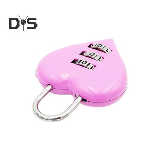 Stainless Heart Lock 3 Numbers Chic Suitcase Box Padlock