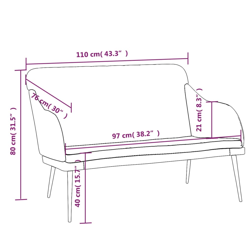 Pink Velvet Sofa Bench 110x76x80 cm