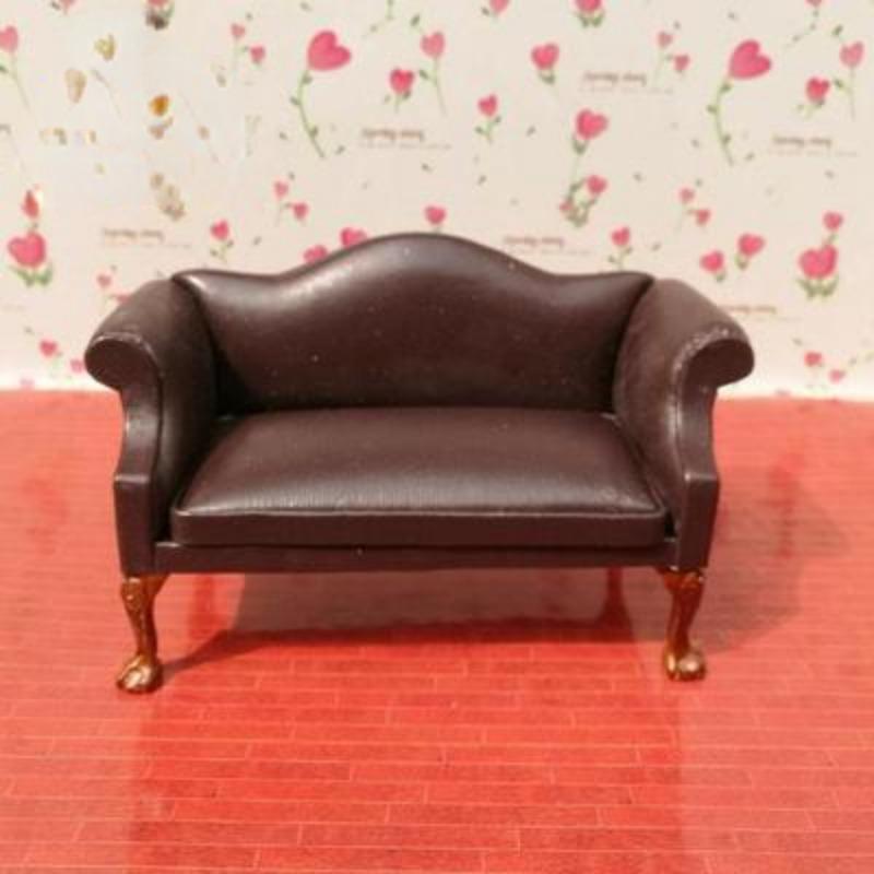 Многоцветный 1:12 кукольный домик, миниатюрный кожаный диван, двойной диван, кукольный домик, декор для гостиной