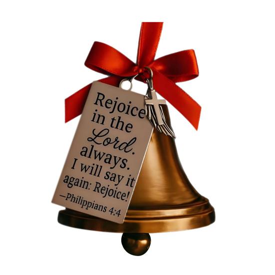 Bible Verses Christmas Bell Ornament Gold Metal Bell Christmas Tree Hanging Decoration for Christian Holiday Home Decor