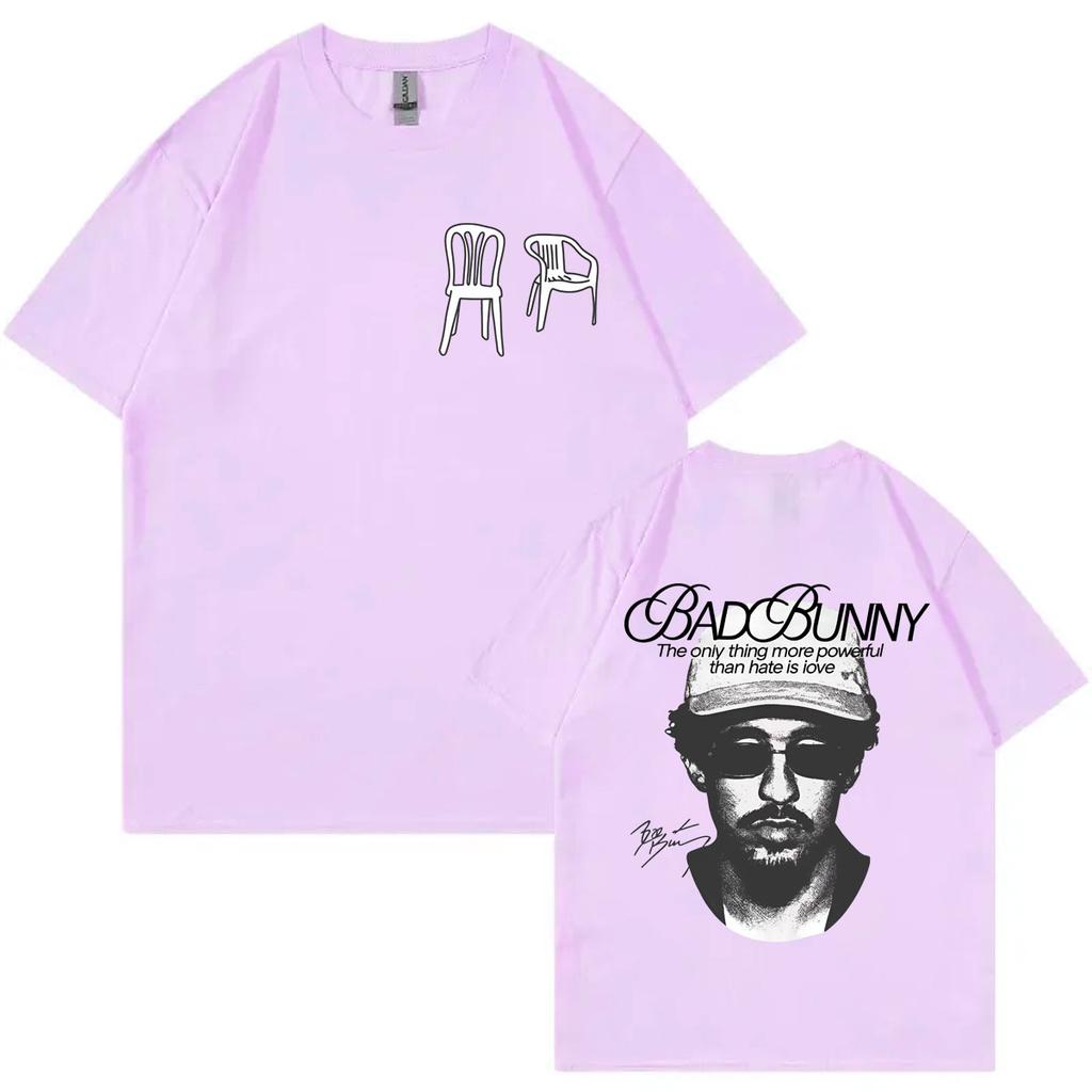 Rapper Bad Bunny Print T Shirt Hip Hop Vintage Short Sleeve Tshirt Summer Fashion Casual 100cotton Tshirts Unisex Streetwear