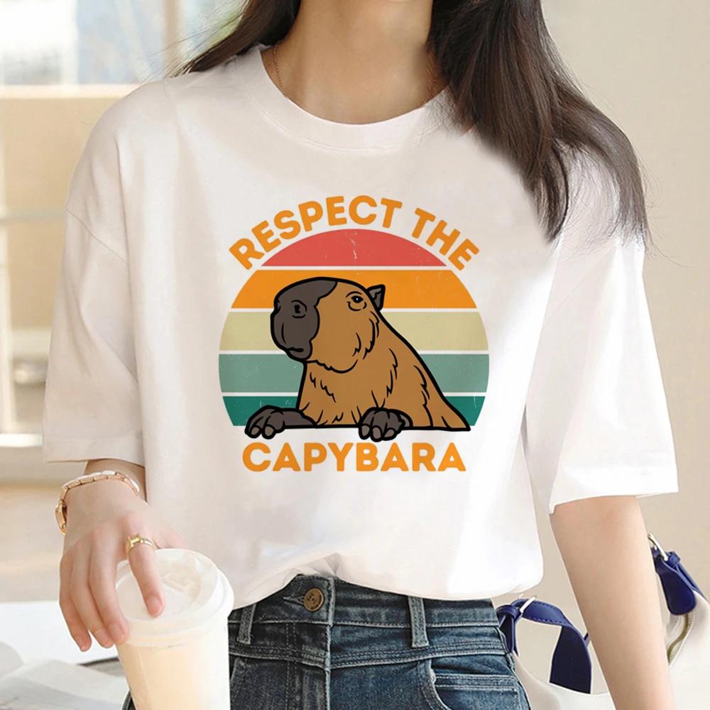 Cute Capybara Clothing T-Shirt Unisex Vintage Cartoon T Shirt FeUnisex Casual Anime Top Tees T Shirt Unisexga Unisex Graphic Tee Tops