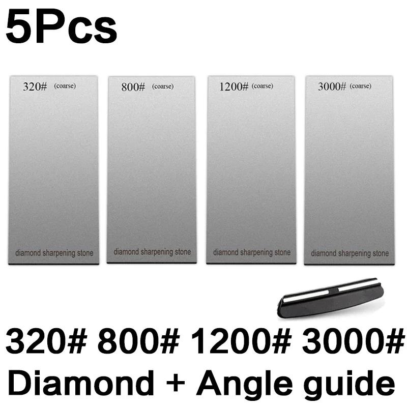 Алмазные точильные камни 120/600/1500/3000 грит Точилка для ножей Нескользящая основа Набор инструментов для заточки кухонных ножей Пластина-хлопья