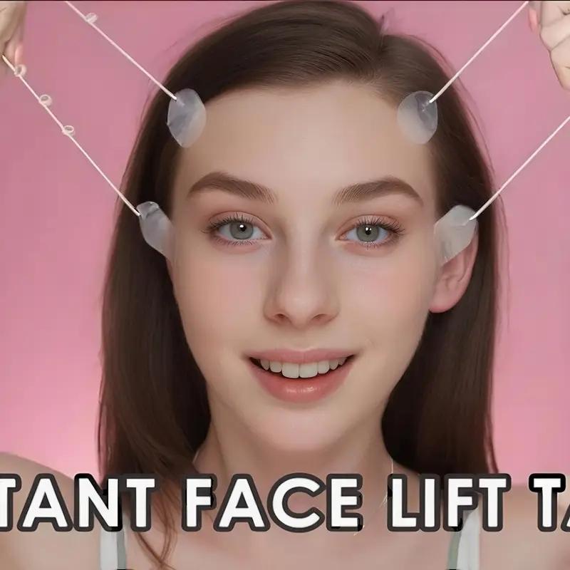 Набор невидимой ленты для подтяжки лица и бандажа, 18 шт. гипоаллергенных прозрачных лифтинг-патчей с 4 регулируемыми эластичными ремешками