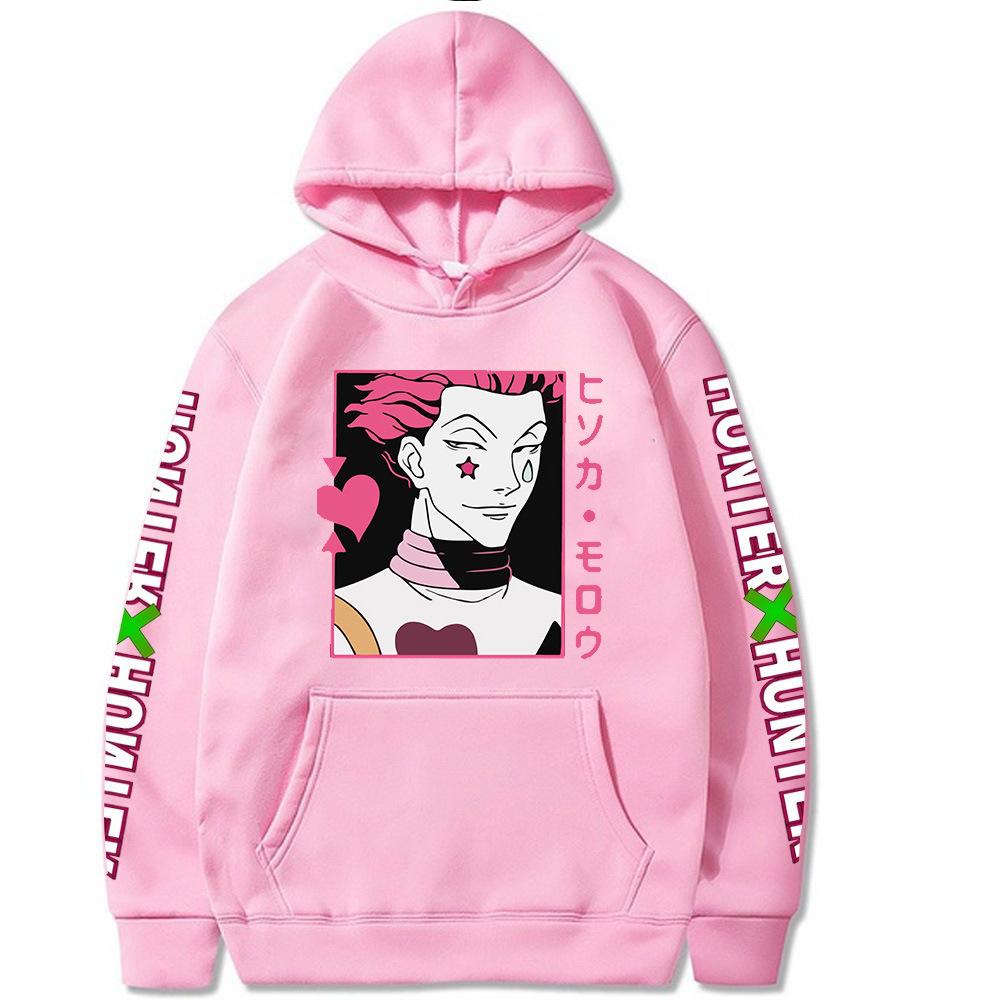 Fashion Women Japanese Anime Hunter X Hunter Hisoka Print Hoodie Long Sleeve Drawstring Sweatshirt Unisex Pullover Top