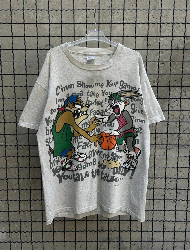 Vintage 1993 Looney Tunes Taz Bugs Bunny Cartoon T-Shirt Size XL