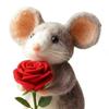 День Святого Валентина Фетровая Мышь Украшение Ручная Работа Держит Розу Сердце Подарочная Коробка Бант Галстук-бабочка Мыши Украшение Свадебная Годовщина Романтический Подарок